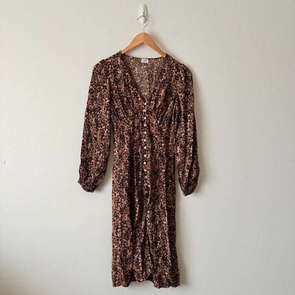 Aritzia Wilfred Gallery Dress in Almond Black Leopard Print Size Small - Picture 7 of 12
